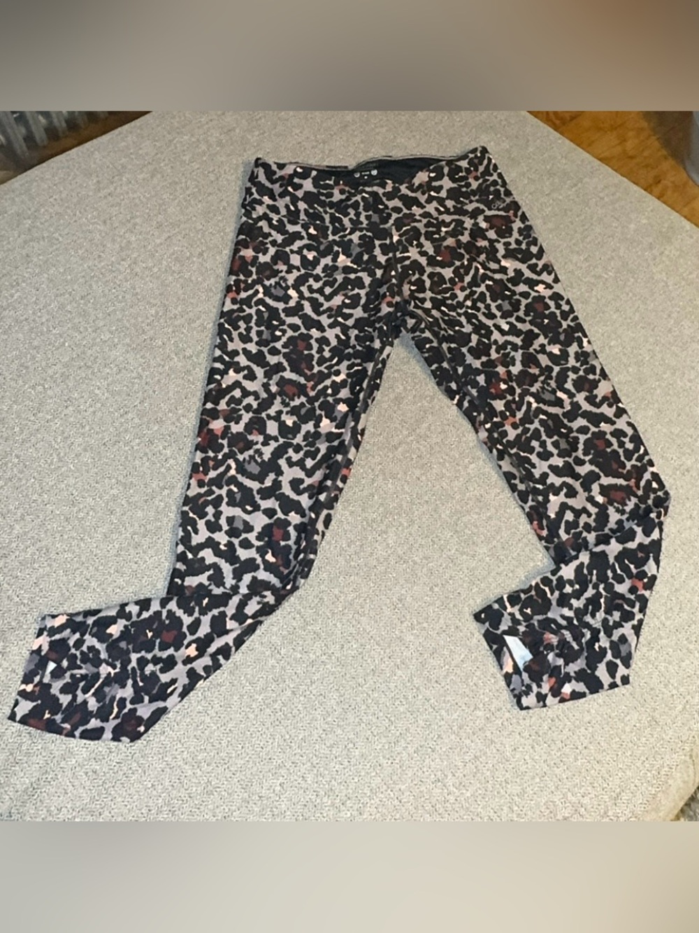 Calvin Klein Performance Leopard Print Leggings in Black, Beige and Coral